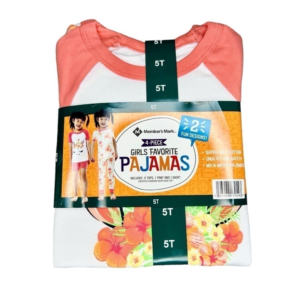 Member's Mark Girl's 4-Piece Snug Fit Mix-N-Match Favorite Pajamas Set - Picture 5 of 10